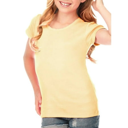Kavio! Big Girls 7-16 Scalloped Scoop Neck Top Butter S