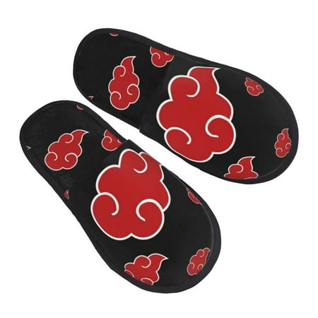 Akatsuki Red Cloud Mens Clog Furry Slippers Indoor House Shoes
