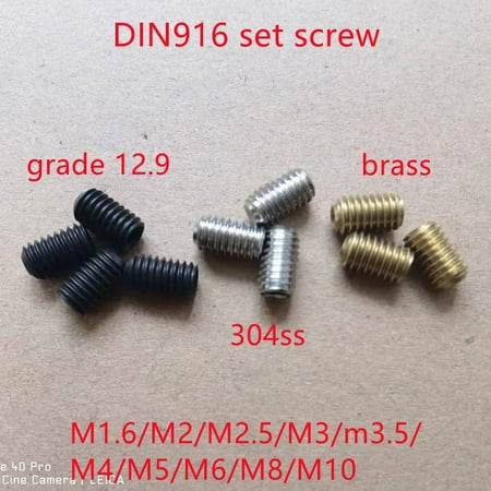 10-50PCS DIN916 black or brass set screw M1.6 M2 M2.5 M3 M3.5 M4 M5 M6 M8 Stainless Steel hex socket set screw grub screw
10-50PCS DIN916 black or brass set screw M1.6 M2 M2.5 M3 M3.5 M4 M5 M6 M8 Stainless Steel hex socket set screw grub screw