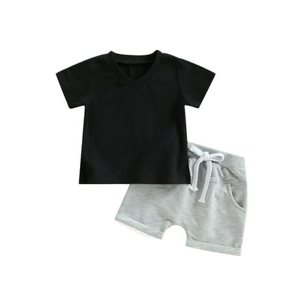jaweiwi Baby Boys Shorts Clothes Set 0 6M 12M 18M 24M 3T Summer Outfits Short Sleeve V Neck Solid Color T-shirt with Elastic Waist Shorts
jaweiwi Baby Boys Shorts Clothes Set 0 6M 12M 18M 24M 3T Summer Outfits Short Sleeve V Neck Solid Color T-shirt with Elastic Waist Shorts