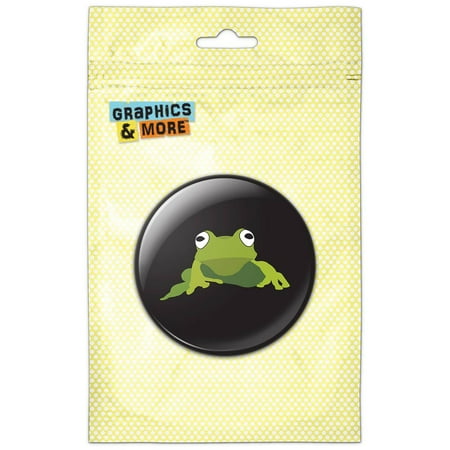 Frog Hop Froggy Ribbit Green on Black Refrigerator Button Magnet