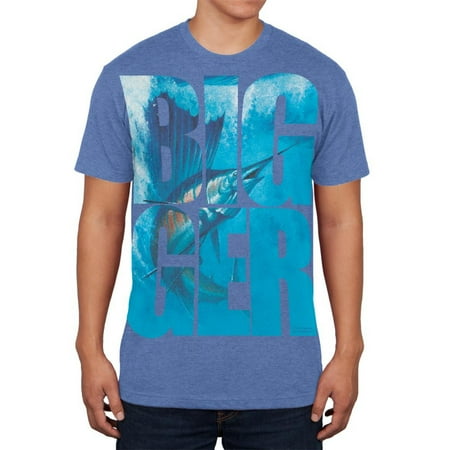 Size Does Matter Sailfish Heather Blue Adult Soft T-Shirt