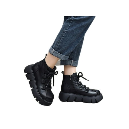 Ferndule Women Round Toe Ankle Boots Work Casual Platforms Booties Comfortable Lace Up Short Bootie Black 5
Ferndule Women Round Toe Ankle Boots Work Casual Platforms Booties Comfortable Lace Up Short Bootie Black 5