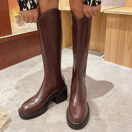 ERTUTUYI Ladies Fashion Solid Color Leather Single Boots Back Zipper High Heel Boots Brown 39
ERTUTUYI Ladies Fashion Solid Color Leather Single Boots Back Zipper High Heel Boots Brown 39