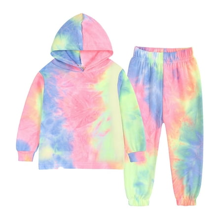 

gvdentm Baby Girl Clothing Bundle Kids Toddler Boy Girls Clothes Sports Casual Tie Dye Prints Baby Items Twin Girls