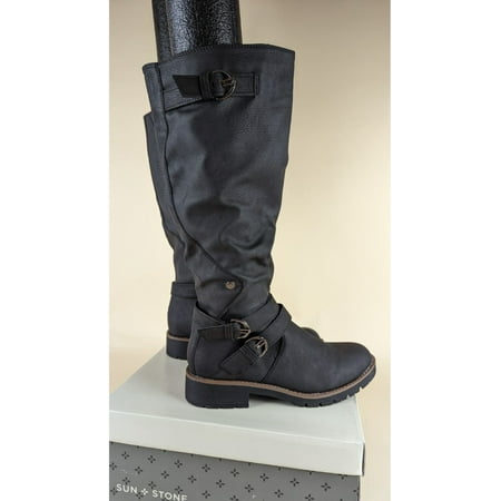 SUN STONE Womens Gray Lug Sole Ruched Buckle Accent Stretch Brinley Round Toe Block Heel Zip-Up Riding Boot 11 M
SUN STONE Womens Gray Lug Sole Ruched Buckle Accent Stretch Brinley Round Toe Block Heel Zip-Up Riding Boot 11 M