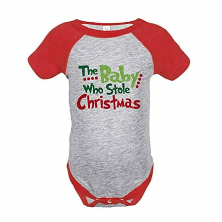 7 ate 9 Apparel Kids Baby Who Stole Christmas Red Raglan Onepiece