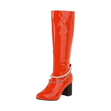 Rdeuod Tall Boots For Women Shoes High Heel Casual Winter Fashion Glossy Pearl Chain Solid Color
Rdeuod Tall Boots For Women Shoes High Heel Casual Winter Fashion Glossy Pearl Chain Solid Color