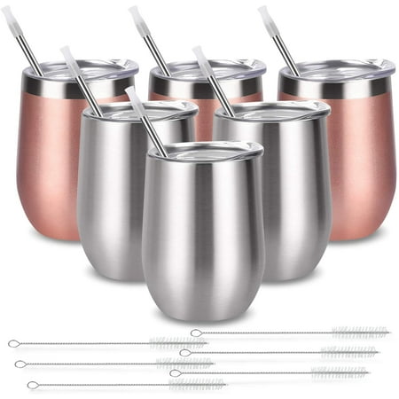 Blahhey 6 Pack 12 oz Stainless Steel Travel Tumblers with Lids Straws Vacuum Insulated Coffee Cup,( White+Rose Gold )
Blahhey 6 Pack 12 oz Stainless Steel Travel Tumblers with Lids Straws Vacuum Insulated Coffee Cup,( White+Rose Gold )