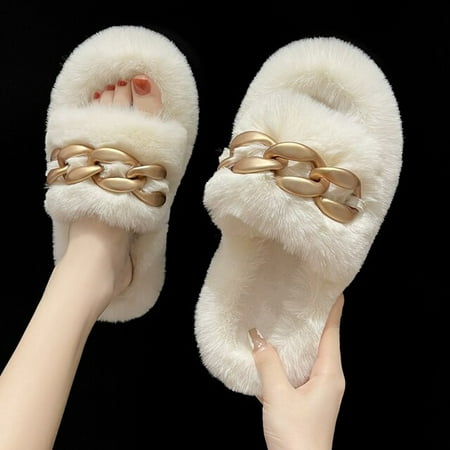 CoCopeanut Winter House Women Fur Slippers Fashion Cross Band Warm Plush Ladies Fluffy Shoes Cozy Open Toe Indoor Fuzzy Slides For Girls
CoCopeanut Winter House Women Fur Slippers Fashion Cross Band Warm Plush Ladies Fluffy Shoes Cozy Open Toe Indoor Fuzzy Slides For Girls