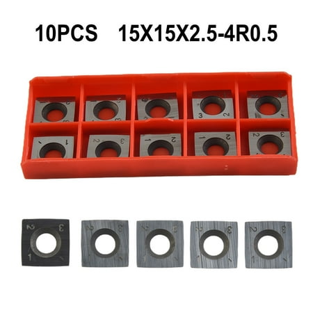 10pc 15x15x2.5mm-R150-4R0.5 Square Carbide Cutter Inserts 6 Radius Replacement