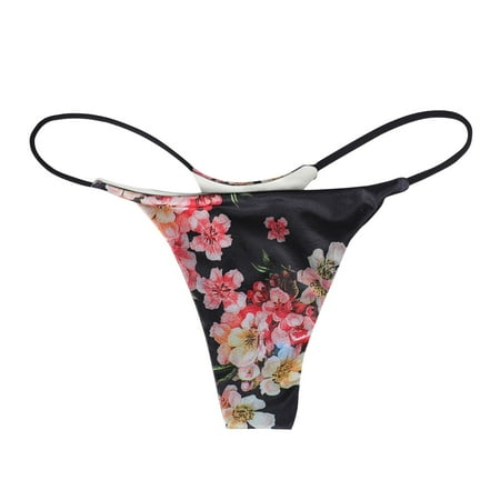 ZMHEGW Women s Printed Underpants Comfort Low-Rise Soft T-Back Panties
