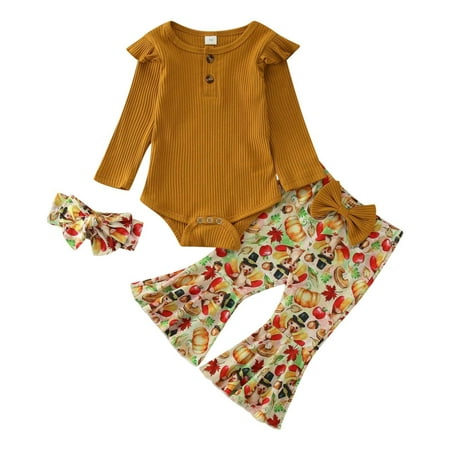 Children s Outfits Long Sleeve Thanksgiving Day Ribbed Romper Cartoon Prints Bell Bottoms Pants Sets for Kids
Children s Outfits Long Sleeve Thanksgiving Day Ribbed Romper Cartoon Prints Bell Bottoms Pants Sets for Kids