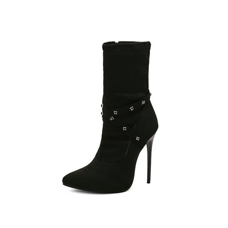 Eloshman Women Anti-Slip Pointed Toe High Heels Party Comfort Sexy Mid Calf Heeled Boot Casual Stiletto Boots Faux Suede Upper Black 4.5
Eloshman Women Anti-Slip Pointed Toe High Heels Party Comfort Sexy Mid Calf Heeled Boot Casual Stiletto Boots Faux Suede Upper Black 4.5