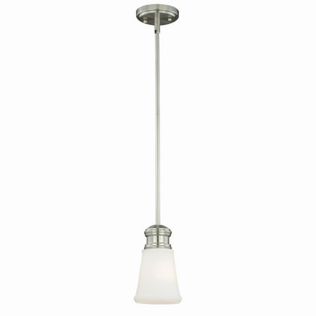 Vaxcel Malie Satin Nickel Mini Pendant Ceiling Light White Glass