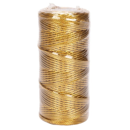 

Biplut 1 Roll Packing Cord Stylish Wide Application Polyester Hollow Reliable Tag Rope for Crafts (Golden)