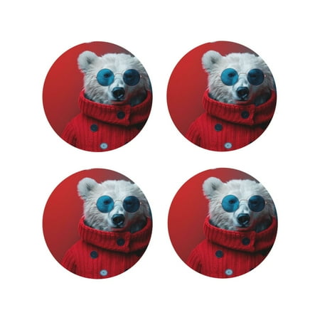 Coasters Set of 4 - Stylish Polar Bear Sunglasses Drink Coasters for Tabletop Protection Leather Coasters for Living Room Decor and Housewarming Gift Round Shape
Coasters Set of 4 - Stylish Polar Bear Sunglasses Drink Coasters for Tabletop Protection Leather Coasters for Living Room Decor and Housewarming Gift Round Shape