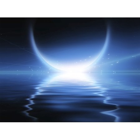 Exosolar Planet Rise over quiet waters Poster Print by Bruce Rolff/Stocktrek Images
