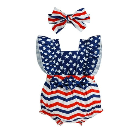 CenturyX 2Pcs Independence Day Infant Baby Girls Romper Clothes Sets Stars Stripe Print Jumpsuit + Bow Headband Blue 3-6 Months
CenturyX 2Pcs Independence Day Infant Baby Girls Romper Clothes Sets Stars Stripe Print Jumpsuit + Bow Headband Blue 3-6 Months