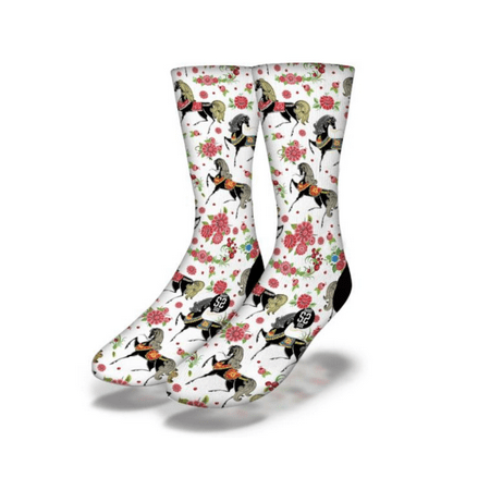 CLASSIC CAROUSEL HORSES & FLOWER GARLANDS Fun Animal Socks