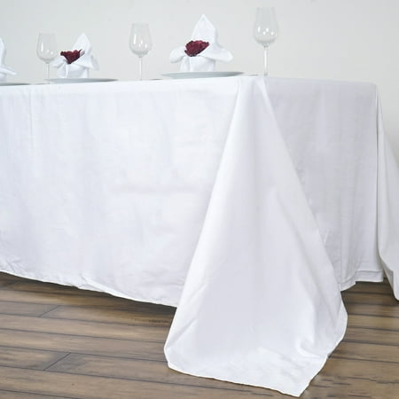 Efavormart 90 x156 White Rectangle 100% Cotton Linen Seamless Tablecloth
