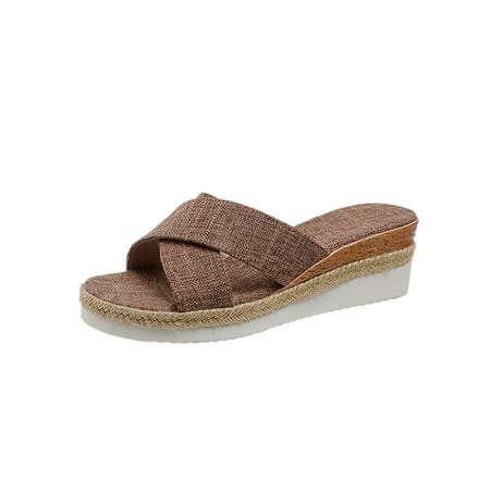 TUOBARR Platform Slippers for Women Womens Summer Fashion Casual Slippers Open Toe Thick Bottom Flax Slippers Brown
TUOBARR Platform Slippers for Women Womens Summer Fashion Casual Slippers Open Toe Thick Bottom Flax Slippers Brown