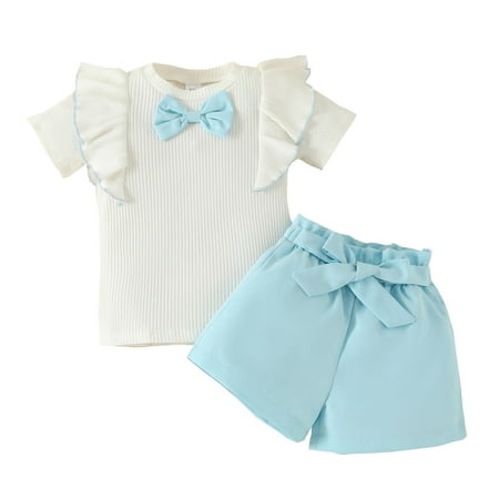 Toddler Girls Short Sleeve Ruffles Ribbed T-Shirt Tops Shorts Outfits Child Leisure Outwear
Toddler Girls Short Sleeve Ruffles Ribbed T-Shirt Tops Shorts Outfits Child Leisure Outwear