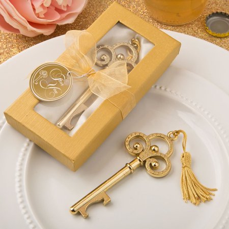 Gold Vintage Skeleton Key Bottle Openers , 40, Gold vintage skeleton key bottle opener By FavorOnline