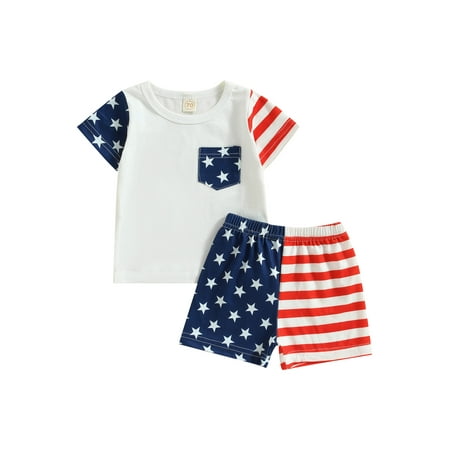 Independence Day Baby Clothes Star Contrast Color Stripe Print Crew Neck T-Shirts Elastic Waist Shorts 2Pcs Set
Independence Day Baby Clothes Star Contrast Color Stripe Print Crew Neck T-Shirts Elastic Waist Shorts 2Pcs Set