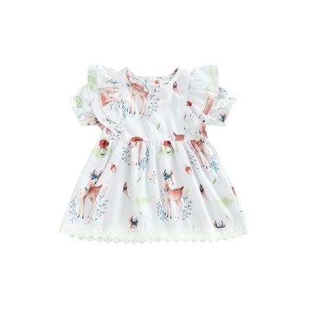 Calsunbaby Kids Baby Girls Princess Dress Toddler Mushroom/Deer Printing Lace Splicing Short Sleeve Dresses White 6-9 Months
Calsunbaby Kids Baby Girls Princess Dress Toddler Mushroom/Deer Printing Lace Splicing Short Sleeve Dresses White 6-9 Months