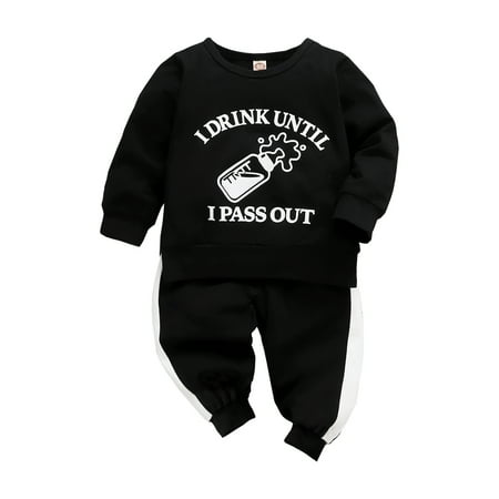 NZRVAWS Baby Boys Clothes Letter Print Bottle Print Long Sleeve Round Neck Top +Pants 2Pcs Outfits Set 18-24 Months Black
NZRVAWS Baby Boys Clothes Letter Print Bottle Print Long Sleeve Round Neck Top +Pants 2Pcs Outfits Set 18-24 Months Black