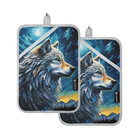 Wolf under Night Sky Oven Mitts 2 Pcs Pot Holders Sets Heat Resistant for Kitchen Cooking Baking 7 x9.8
Wolf under Night Sky Oven Mitts 2 Pcs Pot Holders Sets Heat Resistant for Kitchen Cooking Baking 7 x9.8