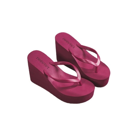 Kesitin Women Wedge Flip Flops Beach Pool Slippers Casual Platform Sandal