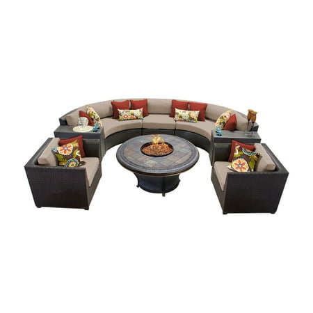 TK Classics Barbados 08H Wicker 8 Piece Fire Pit Patio Set