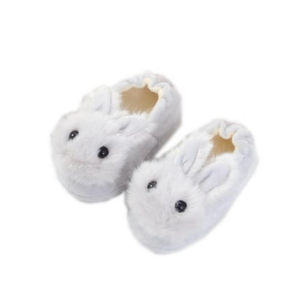 Realyc Autumn Winter Children Cartoon Rabbit Plush Slippers Warm Non-slip Home Shoes