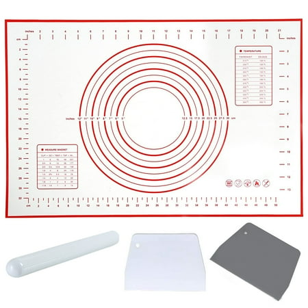 Silicone Baking Mat With Measurement Pastry Mat Dough Rolling Mat Pizza Cookies Cake Dumplings Making Mat with Rolling pin & Dough Scrapes Non-stick and No-slip 60 x 40 cm (1 Set Red)
Silicone Baking Mat With Measurement Pastry Mat Dough Rolling Mat Pizza Cookies Cake Dumplings Making Mat with Rolling pin & Dough Scrapes Non-stick and No-slip 60 x 40 cm (1 Set Red)