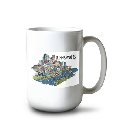 15 fl oz Ceramic Mug Minneapolis Minnesota Cityscape Line Drawing Dishwasher & Microwave Safe 
15 fl oz Ceramic Mug Minneapolis Minnesota Cityscape Line Drawing Dishwasher & Microwave Safe