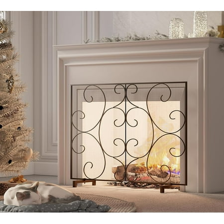 Single Panel Decorative Flat Fireplace Screen Cover Handcrafted Durable Metal Mesh Heat-Resistant Free Standing Fire Spark Guard Mesh 37.8 L x 8.8 W x 30.7 H
Single Panel Decorative Flat Fireplace Screen Cover Handcrafted Durable Metal Mesh Heat-Resistant Free Standing Fire Spark Guard Mesh 37.8 L x 8.8 W x 30.7 H