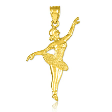 14k Yellow Gold Ballet Dancer Charm Pendant