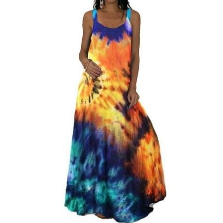 Wrcnote Nightgowns for Womens Sleeveless Sleepwear Dress Tie Dye Casual Lounge Dress Nightwear Nightshirt Pajama Dress
