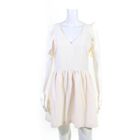 FRNCH Womens Sleeveless Zip Up V-Neck Unlined Blush Pink Cocktail Dress Size M