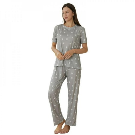 Miyanuby Womens Cotton Pajamas Set Short Sleeve Drawstring Sleepwear Soft Lounge Pjs Set Gray L
Miyanuby Womens Cotton Pajamas Set Short Sleeve Drawstring Sleepwear Soft Lounge Pjs Set Gray L