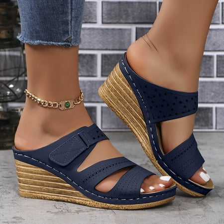 Krdevn Platform Sandals Women Summer Open Toe Leather Slope Heel Sandal Slippers Casual Comfortable Outdoor Beach Sandal Slippers -Navy 40
Krdevn Platform Sandals Women Summer Open Toe Leather Slope Heel Sandal Slippers Casual Comfortable Outdoor Beach Sandal Slippers -Navy 40