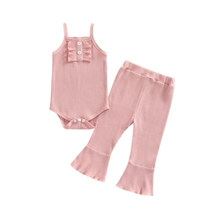 WPNAKS Newborn Girl Long Pants Outfits Solid Color Sleeveless Ruffles Decor Romper + Elastic Waist Flare Pants Set
WPNAKS Newborn Girl Long Pants Outfits Solid Color Sleeveless Ruffles Decor Romper + Elastic Waist Flare Pants Set