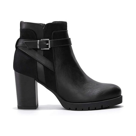 Mysoft Women s Ankle Boots Black Chunky Heel Zipper Ankle Booties Size 6.5