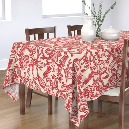 Cotton Sateen Tablecloth 70 Square - Vintage Inspired Floral Lace Red Damask Traditional Leaves Beige Print Custom Table Linens by Spoonflower
Cotton Sateen Tablecloth 70 Square - Vintage Inspired Floral Lace Red Damask Traditional Leaves Beige Print Custom Table Linens by Spoonflower