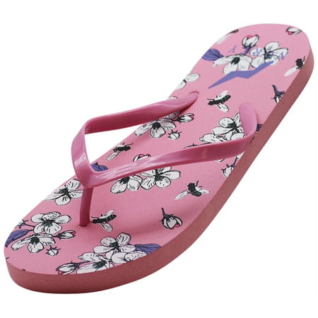 NORTY Womens Flip Flops Adult Female Thong Sandals Pink Flowers