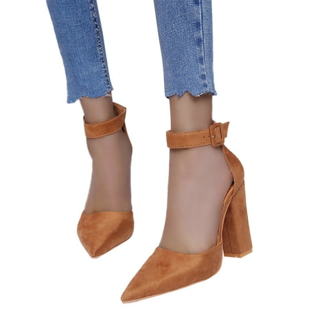 Cathalem Women s Heels And Pumps Heel High Sandals Pointed Toe Buckle Color Block Heels Fashion Women s Solid Women s sandals Shoes Brown 8
Cathalem Women s Heels And Pumps Heel High Sandals Pointed Toe Buckle Color Block Heels Fashion Women s Solid Women s sandals Shoes Brown 8