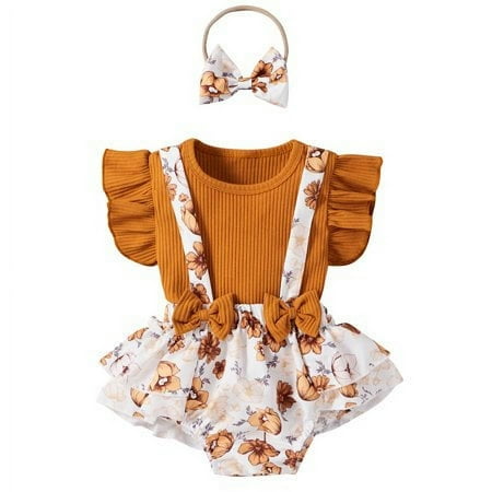 WISWELL Newborn Infant Baby Girl Short Sleeve Knitted Romper Floral Suspender Shorts Headband Outfits Clothes (Brown 12-18 Months)
WISWELL Newborn Infant Baby Girl Short Sleeve Knitted Romper Floral Suspender Shorts Headband Outfits Clothes (Brown 12-18 Months)
