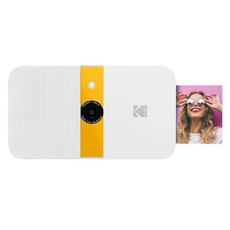 KODAK Smile Instant Print Digital Camera ? Slide-Open 10MP Camera w/2x3 Zink Printer, Screen, Fixed Focus, Auto Flash & Photo Editing ? White/Yellow